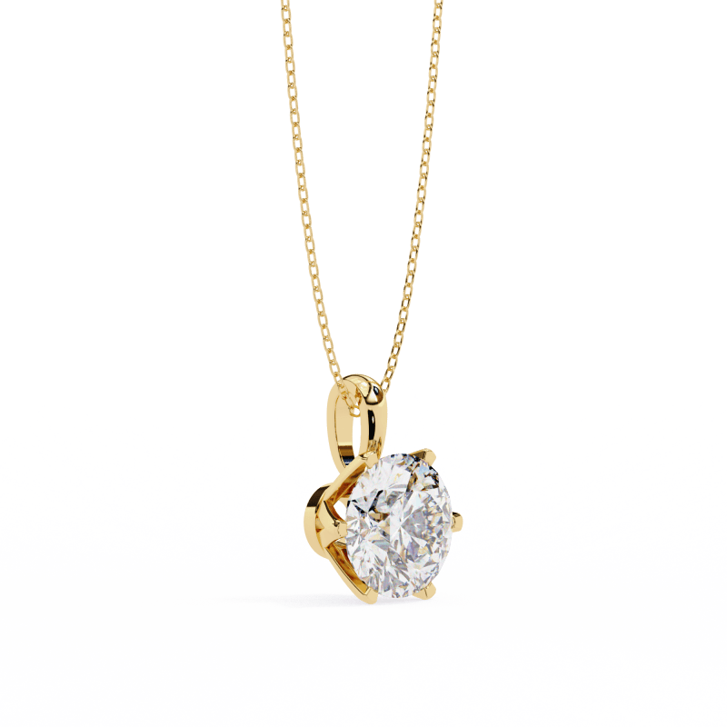 Reverra 14K Gold Round Lab Grown Diamond 6-Prong Solitaire Pendant For Women, CTTW-2.2 - Reverra Jewels Inc.