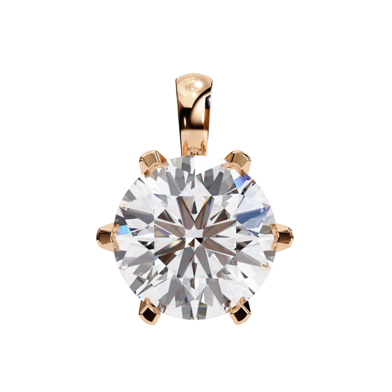 Reverra 14K Gold Round Lab Grown Diamond 6-Prong Solitaire Pendant For Women, CTTW-2.2 - Reverra Jewels Inc.