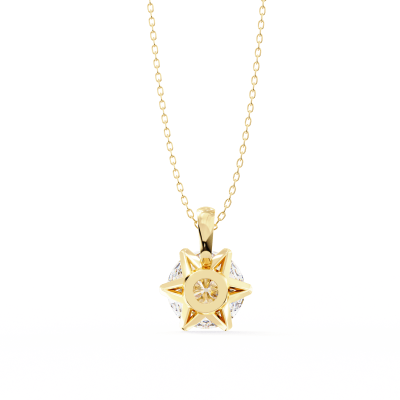 Reverra 14K Gold Round Lab Grown Diamond 6-Prong Solitaire Pendant For Women, CTTW-2.2 - Reverra Jewels Inc.