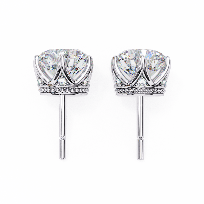 Reverra 14K Gold Round Lab Grown Diamond 6 Prong Stud Earrings For Women, CTTW-2.62 - Reverra Jewels Inc.