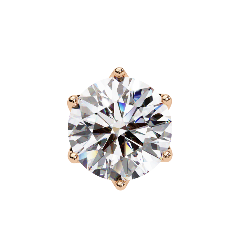Reverra 14K Gold Round Lab Grown Diamond 6 Prong Stud Earrings For Women, CTTW-2.62 - Reverra Jewels Inc.