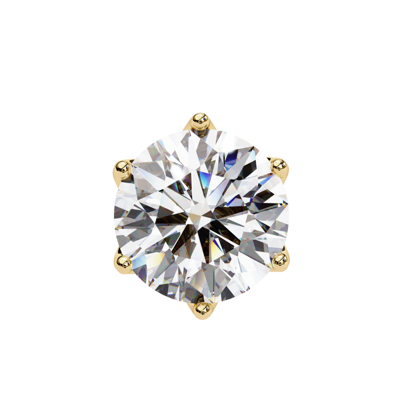Reverra 14K Gold Round Lab Grown Diamond 6 Prong Stud Earrings For Women, CTTW-2.62 - Reverra Jewels Inc.