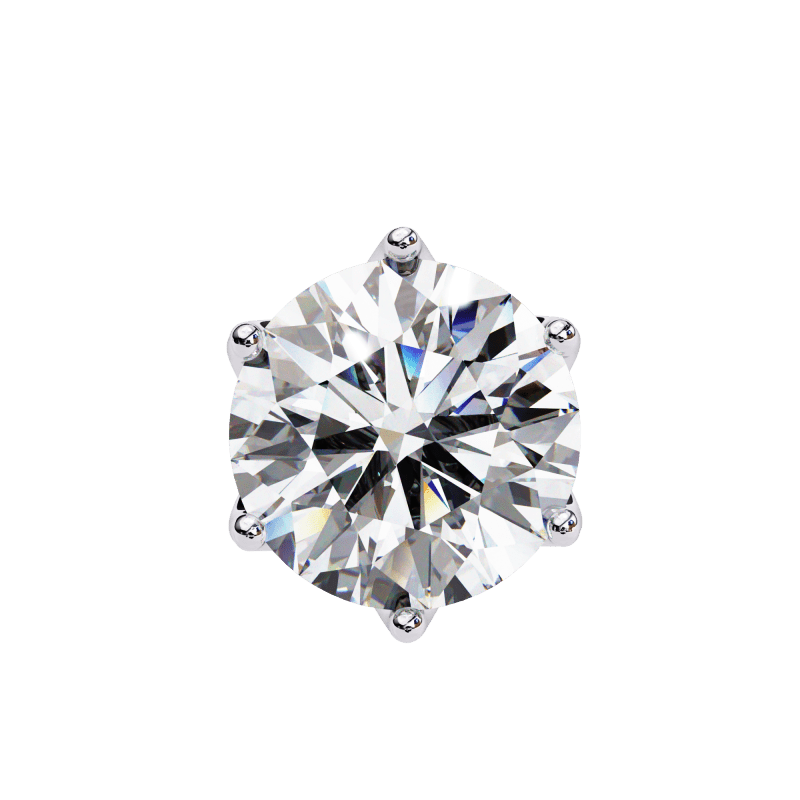 Reverra 14K Gold Round Lab Grown Diamond 6 Prong Stud Earrings For Women, CTTW-2.62 - Reverra Jewels Inc.