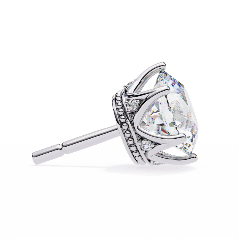 Reverra 14K Gold Round Lab Grown Diamond 6 Prong Stud Earrings For Women, CTTW-2.62 - Reverra Jewels Inc.