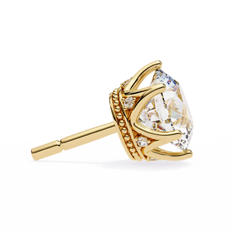 Reverra 14K Gold Round Lab Grown Diamond 6 Prong Stud Earrings For Women, CTTW-2.62 - Reverra Jewels Inc.