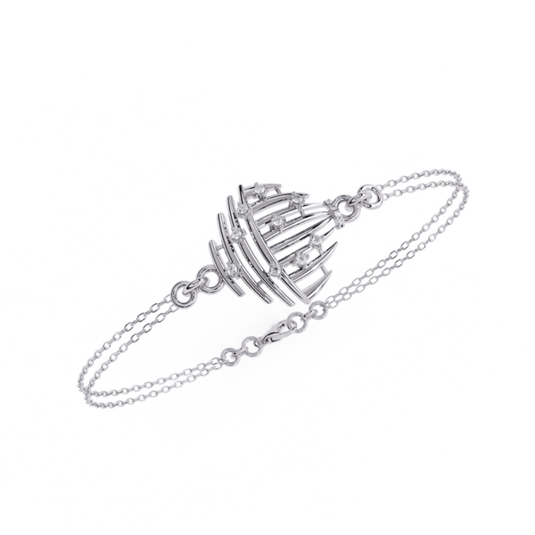 Reverra 14K Gold Round Lab Grown Diamond Abstract Dome Fashion Bracelet for Women, CTTW-0.13 - Reverra Jewels Inc.