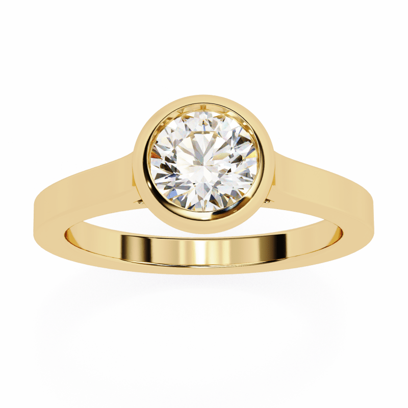 Reverra 14K Gold Round Lab Grown Diamond Bezel Engagement Ring for Women, CTTW-0.64 - Reverra Jewels Inc.