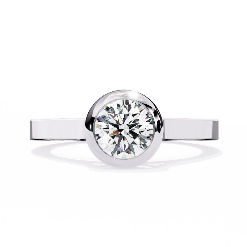 Reverra 14K Gold Round Lab Grown Diamond Bezel Engagement Ring for Women, CTTW-0.64 - Reverra Jewels Inc.