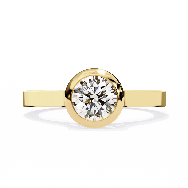 Reverra 14K Gold Round Lab Grown Diamond Bezel Engagement Ring for Women, CTTW-0.64 - Reverra Jewels Inc.