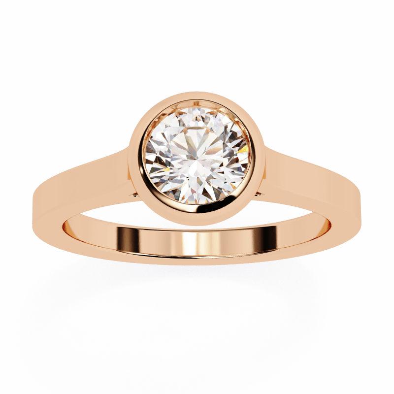Reverra 14K Gold Round Lab Grown Diamond Bezel Engagement Ring for Women, CTTW-0.64 - Reverra Jewels Inc.