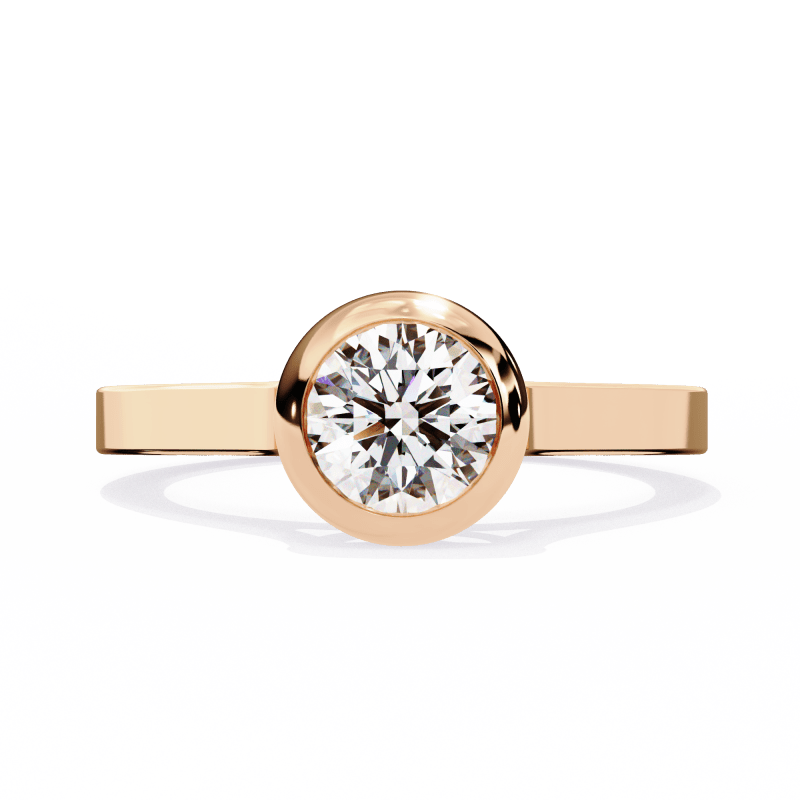 Reverra 14K Gold Round Lab Grown Diamond Bezel Engagement Ring for Women, CTTW-0.64 - Reverra Jewels Inc.