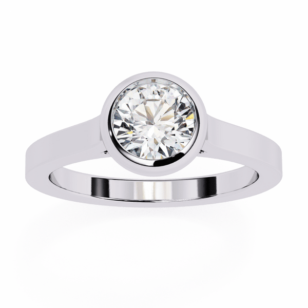 Reverra 14K Gold Round Lab Grown Diamond Bezel Engagement Ring for Women, CTTW-0.64 - Reverra Jewels Inc.