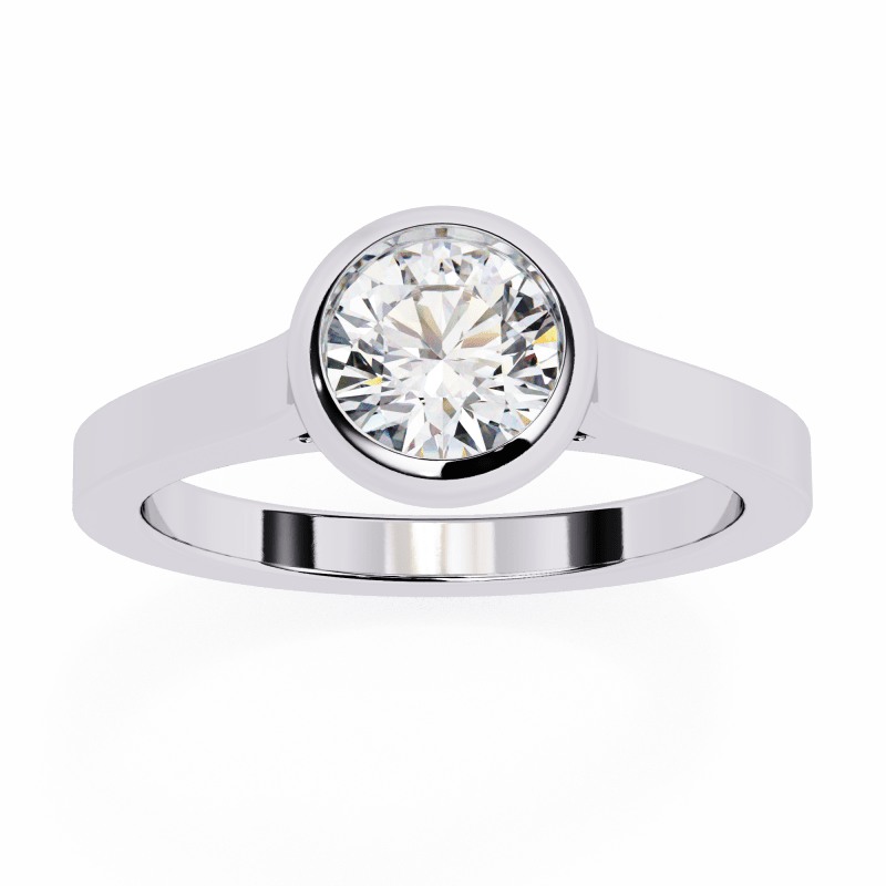 Reverra 14K Gold Round Lab Grown Diamond Bezel Engagement Ring for Women, CTTW-0.64 - Reverra Jewels Inc.