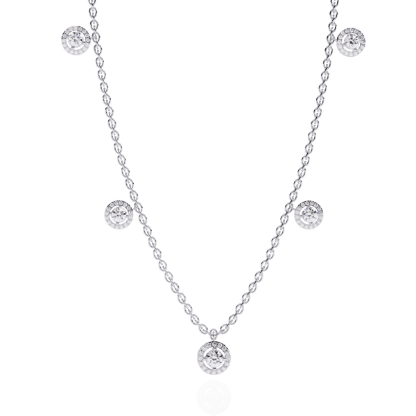 Reverra 14K Gold Round Lab Grown Diamond Bezel Fashion Necklace for Women, CTTW-4.72 - Reverra Jewels Inc.