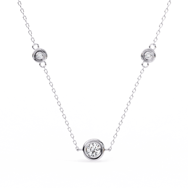 Reverra 14K Gold Round Lab Grown Diamond Bezel Pendant For Women, CTTW-0.07 - Reverra Jewels Inc.