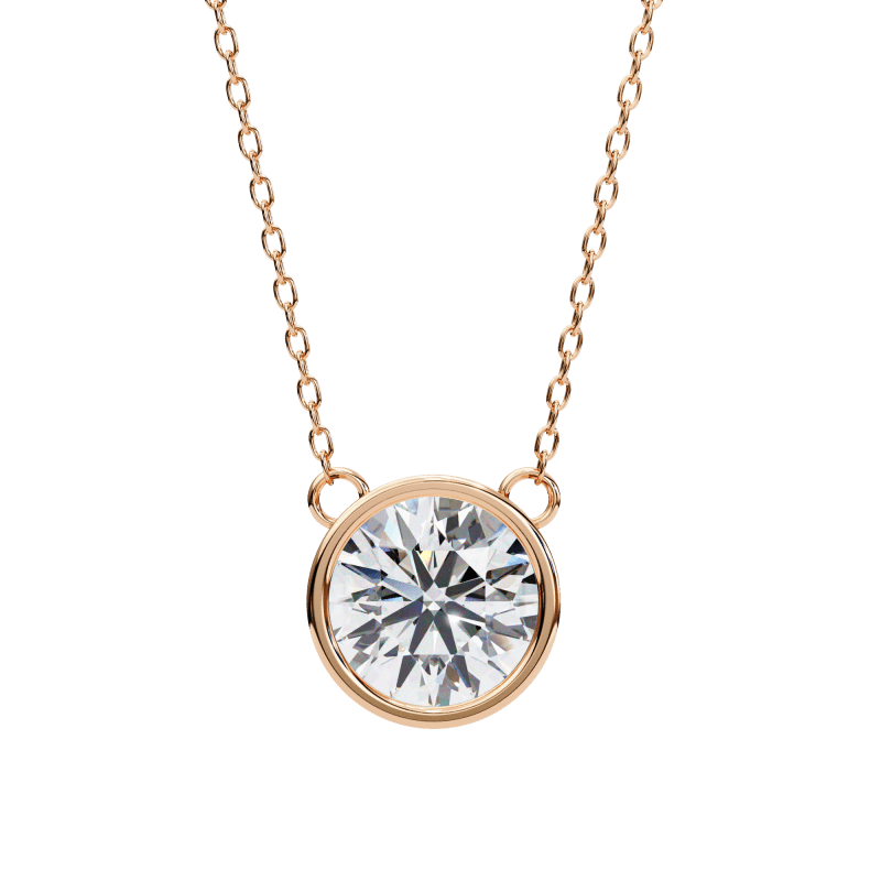 Reverra 14K Gold Round Lab Grown Diamond Bezel Pendant For Women, CTTW-1.78 - Reverra Jewels Inc.