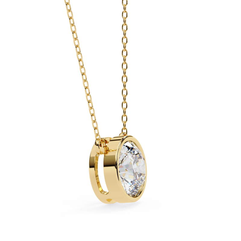 Reverra 14K Gold Round Lab Grown Diamond Bezel Pendant For Women, CTTW-1.78 - Reverra Jewels Inc.