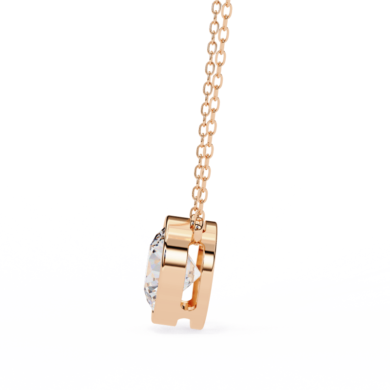 Reverra 14K Gold Round Lab Grown Diamond Bezel Pendant For Women, CTTW-1.78 - Reverra Jewels Inc.