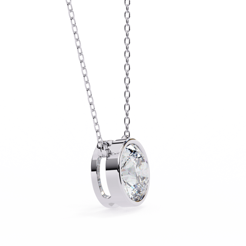 Reverra 14K Gold Round Lab Grown Diamond Bezel Pendant For Women, CTTW-1.78 - Reverra Jewels Inc.