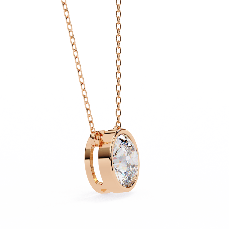 Reverra 14K Gold Round Lab Grown Diamond Bezel Pendant For Women, CTTW-1.78 - Reverra Jewels Inc.