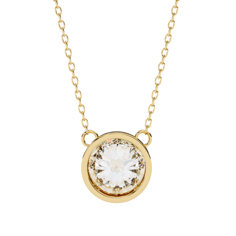 Reverra 14K Gold Round Lab Grown Diamond Bezel Pendant For Women, CTTW-1.78 - Reverra Jewels Inc.