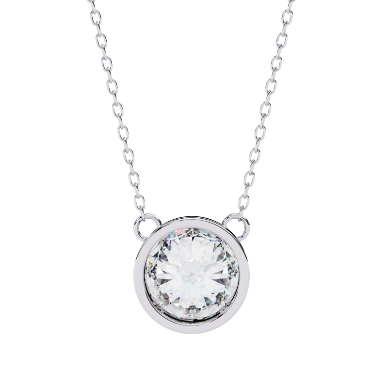 Reverra 14K Gold Round Lab Grown Diamond Bezel Pendant For Women, CTTW-1.78 - Reverra Jewels Inc.