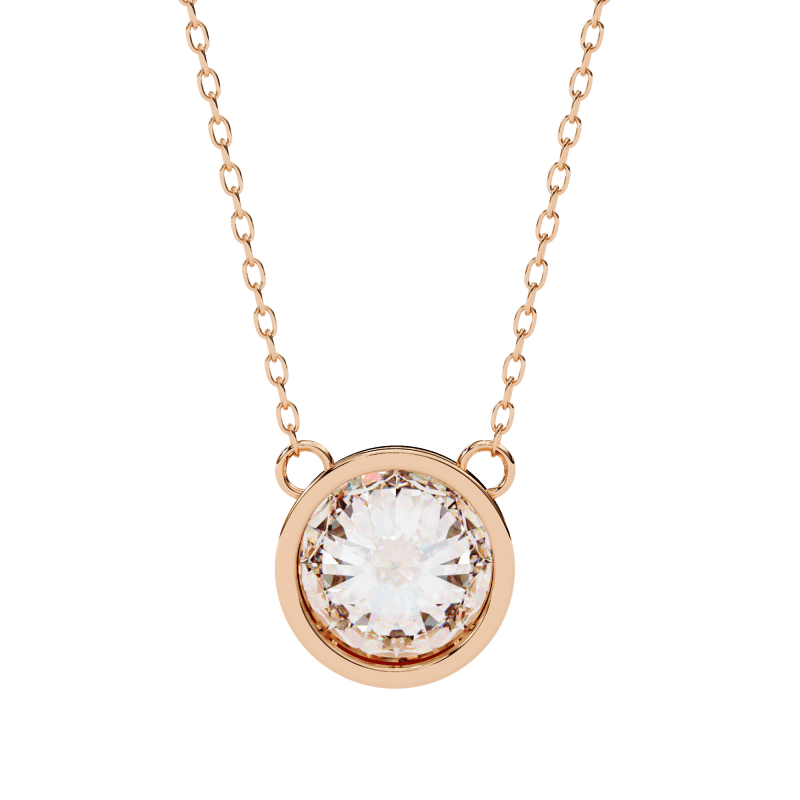 Reverra 14K Gold Round Lab Grown Diamond Bezel Pendant For Women, CTTW-1.78 - Reverra Jewels Inc.
