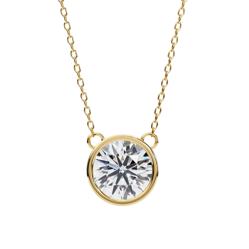 Reverra 14K Gold Round Lab Grown Diamond Bezel Pendant For Women, CTTW-1.78 - Reverra Jewels Inc.