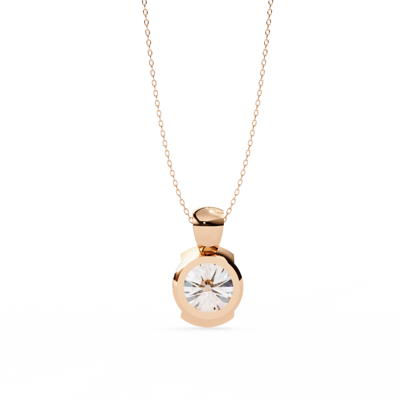 Reverra 14K Gold Round Lab Grown Diamond Bezel Pendant For Women, CTTW-2.22 - Reverra Jewels Inc.