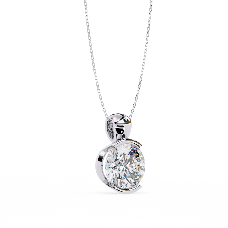 Reverra 14K Gold Round Lab Grown Diamond Bezel Pendant For Women, CTTW-2.22 - Reverra Jewels Inc.