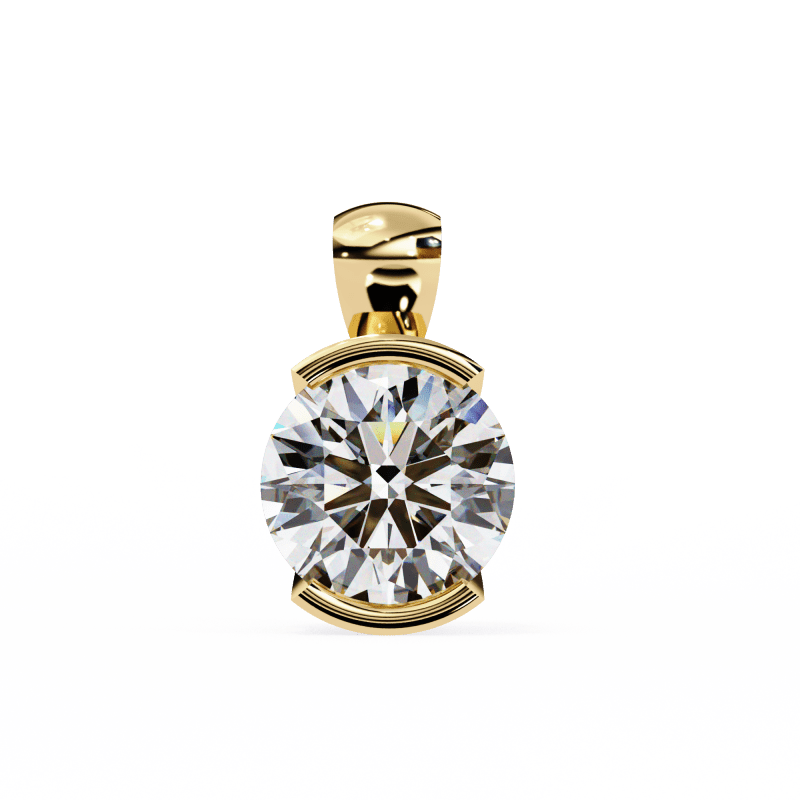Reverra 14K Gold Round Lab Grown Diamond Bezel Pendant For Women, CTTW-2.22 - Reverra Jewels Inc.