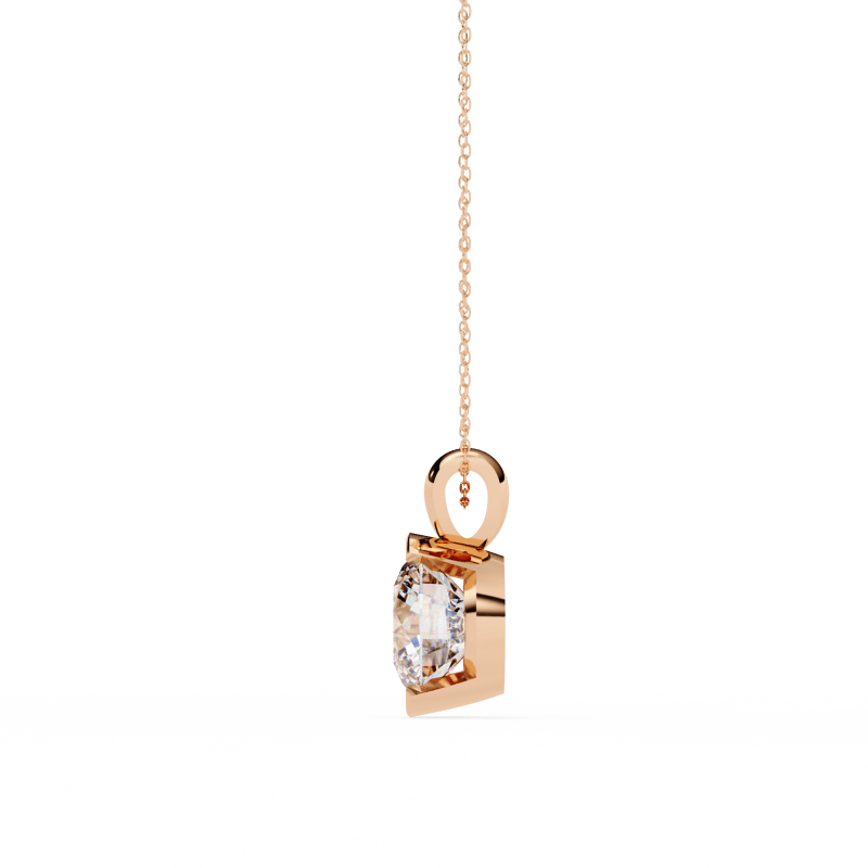 Reverra 14K Gold Round Lab Grown Diamond Bezel Pendant For Women, CTTW-2.22 - Reverra Jewels Inc.