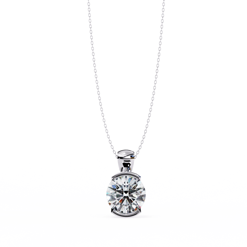 Reverra 14K Gold Round Lab Grown Diamond Bezel Pendant For Women, CTTW-2.22 - Reverra Jewels Inc.