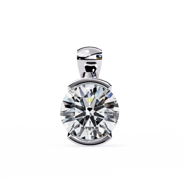 Reverra 14K Gold Round Lab Grown Diamond Bezel Pendant For Women, CTTW-2.22 - Reverra Jewels Inc.
