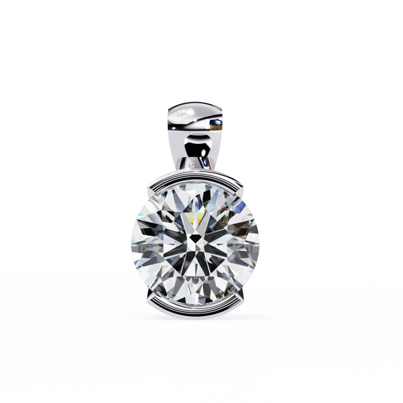 Reverra 14K Gold Round Lab Grown Diamond Bezel Pendant For Women, CTTW-2.22 - Reverra Jewels Inc.