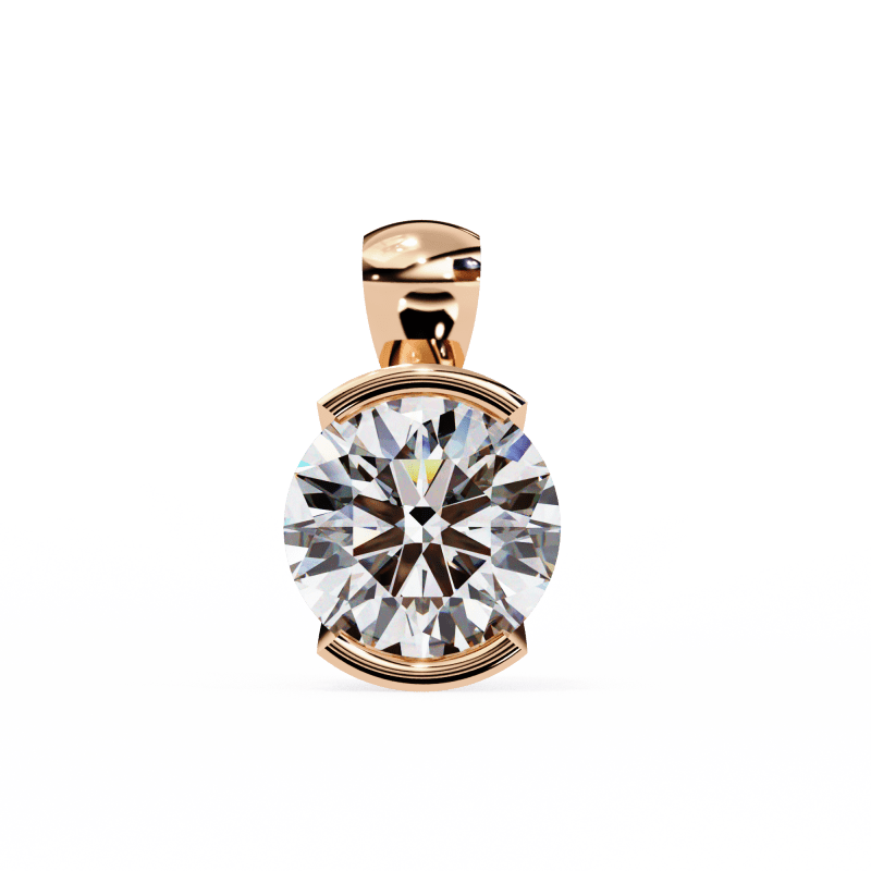 Reverra 14K Gold Round Lab Grown Diamond Bezel Pendant For Women, CTTW-2.22 - Reverra Jewels Inc.