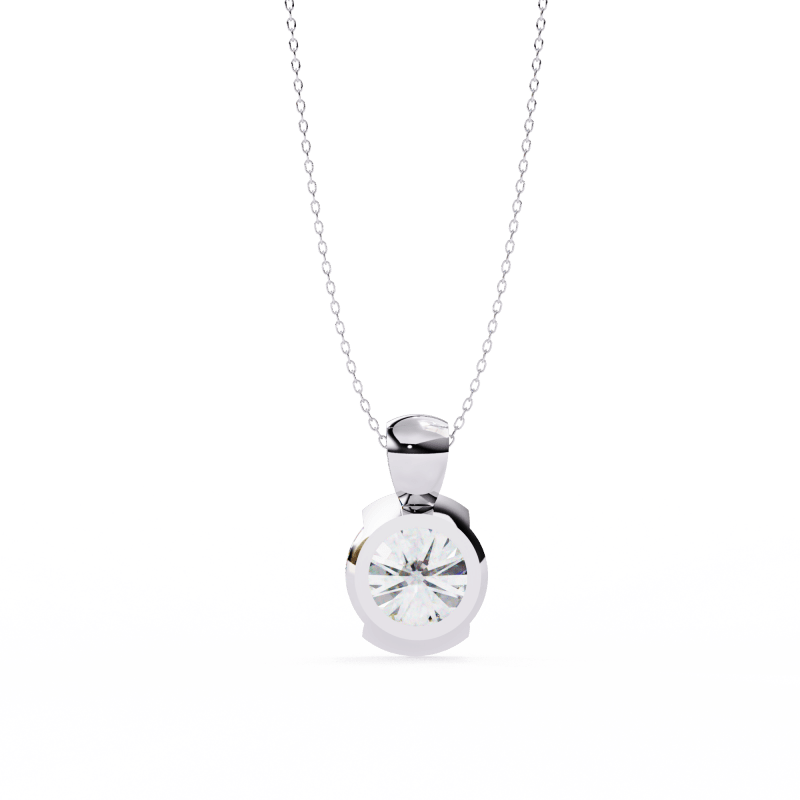Reverra 14K Gold Round Lab Grown Diamond Bezel Pendant For Women, CTTW-2.22 - Reverra Jewels Inc.