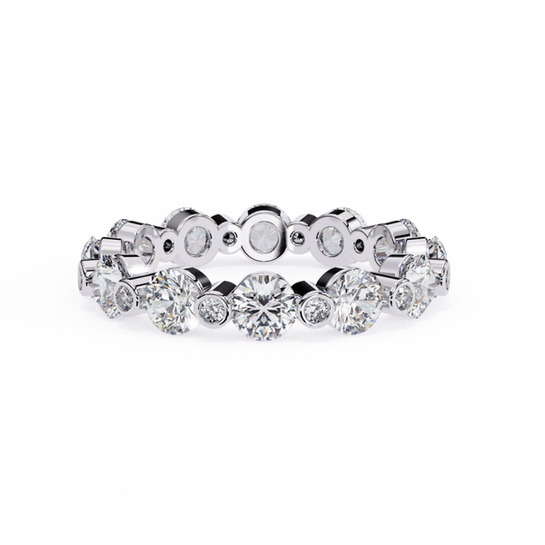 Reverra 14K Gold Round Lab Grown Diamond Bezel Set Eternity Band for Women, CTTW-2.45 - Reverra Jewels Inc.