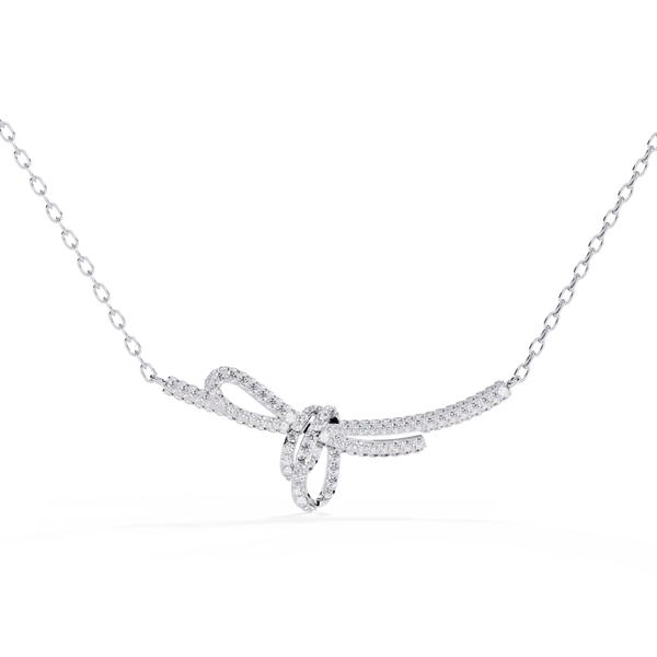 Reverra 14K Gold Round Lab Grown Diamond Bow Fashion Necklace for Women, CTTW-0.9 - Reverra Jewels Inc.