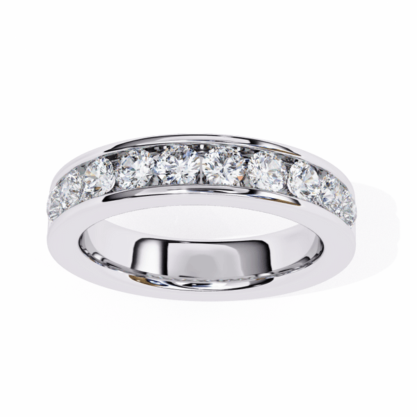 Reverra 14K Gold Round Lab Grown Diamond Channel Set Eternity Band for Women, CTTW-1.01 - Reverra Jewels Inc.