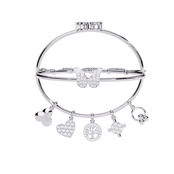 Reverra 14K Gold Round Lab Grown Diamond Charm Fashion Bracelet for Women, CTTW-0.93 - Reverra Jewels Inc.