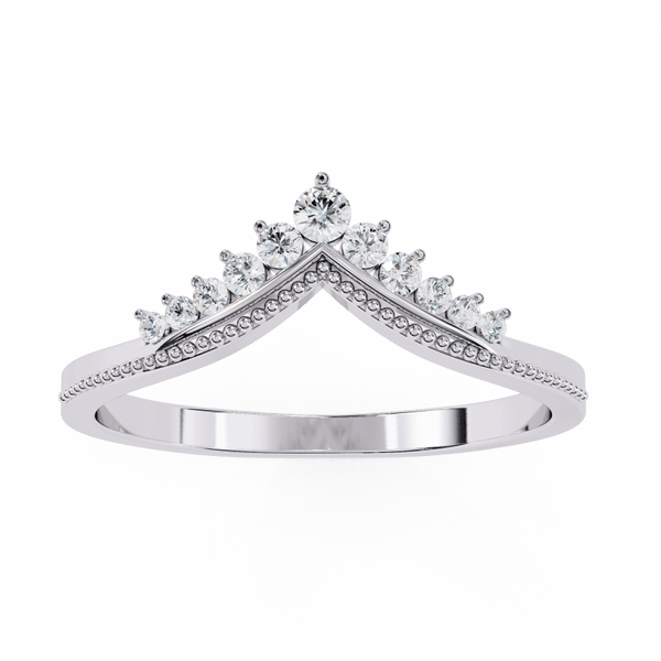 Reverra 14K Gold Round Lab Grown Diamond Chevron Tiara Engagement Ring for Women, CTTW-0.147 - Reverra Jewels Inc.
