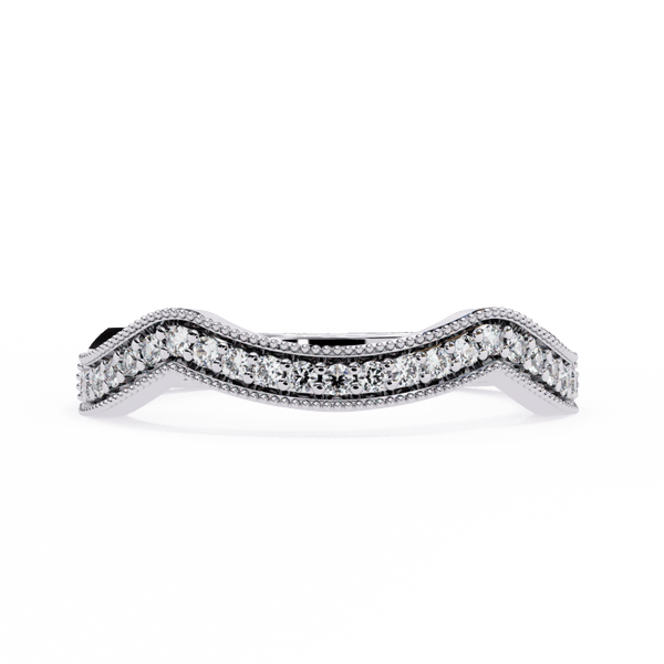 Reverra 14K Gold Round Lab Grown Diamond Chevron Wedding Half Eternity Band for Women, CTTW-0.16 - Reverra Jewels Inc.