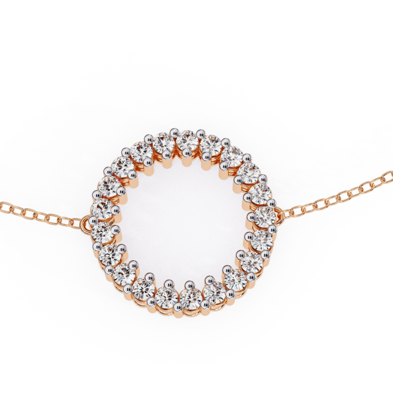 Reverra 14K Gold Round Lab Grown Diamond Circle Fashion Bracelet for Women, CTTW-0.15 - Reverra Jewels Inc.