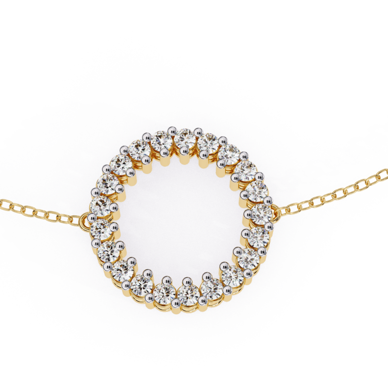Reverra 14K Gold Round Lab Grown Diamond Circle Fashion Bracelet for Women, CTTW-0.15 - Reverra Jewels Inc.