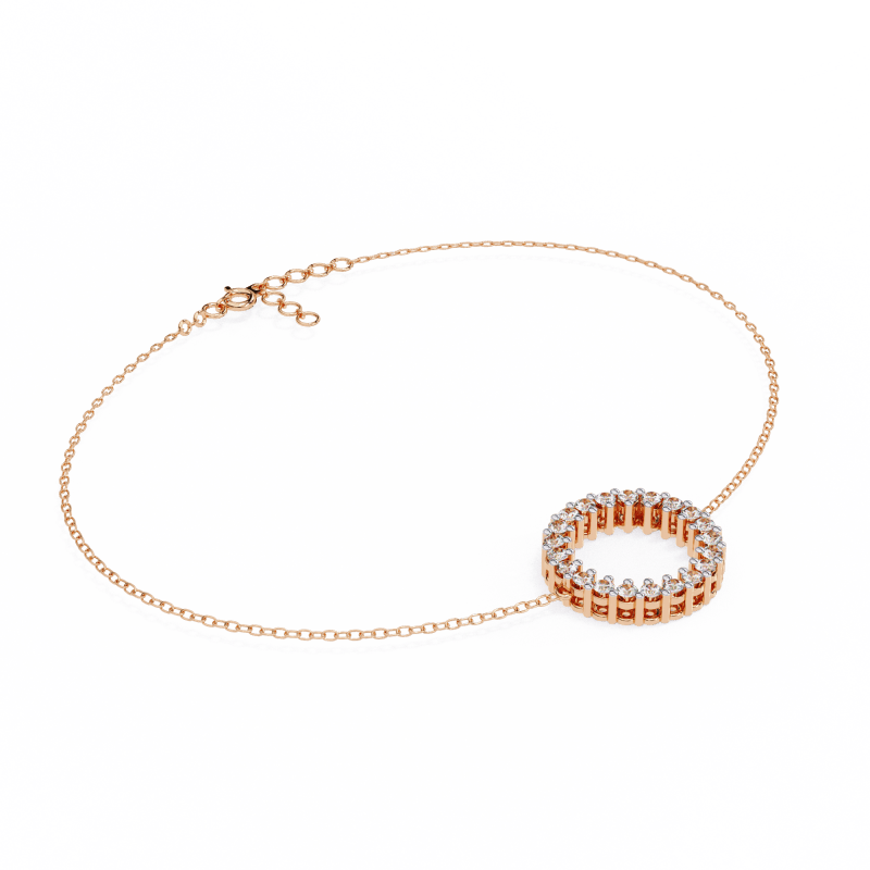 Reverra 14K Gold Round Lab Grown Diamond Circle Fashion Bracelet for Women, CTTW-0.15 - Reverra Jewels Inc.