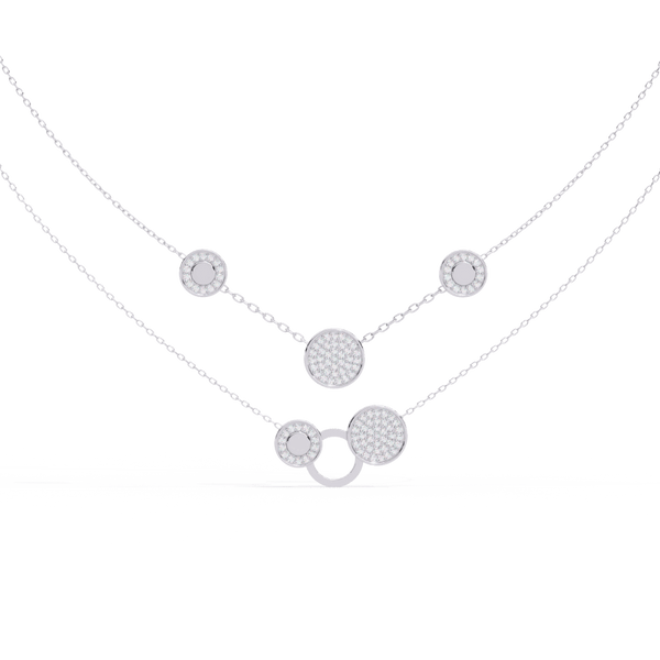 Reverra 14K Gold Round Lab Grown Diamond Circle Layered Fashion Necklace for Women, CTTW-0.44 - Reverra Jewels Inc.