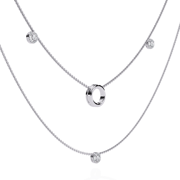 Reverra 14K Gold Round Lab Grown Diamond Circle Layered Fashion Necklace for Women, CTTW-0.46 - Reverra Jewels Inc.