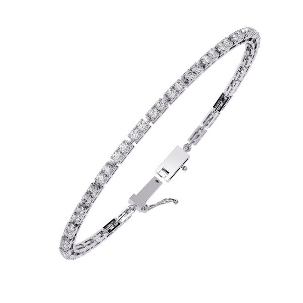 Reverra 14K Gold Round Lab Grown Diamond Circular Halo Fashion Bracelet for Women, CTTW-2.3 - Reverra Jewels Inc.