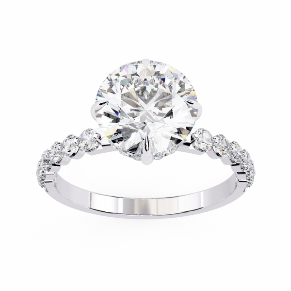 Reverra 14K Gold Round Lab Grown Diamond Classic Pave Engagement Ring for Women, CTTW-2.38 - Reverra Jewels Inc.
